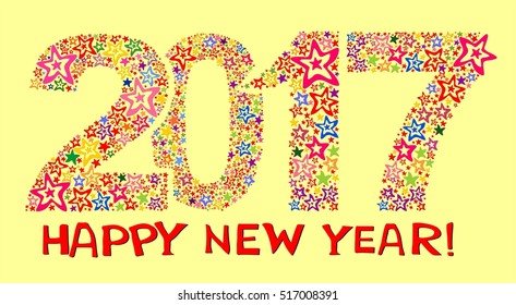2017 Happy New Year greeting card or background. Vector illustration