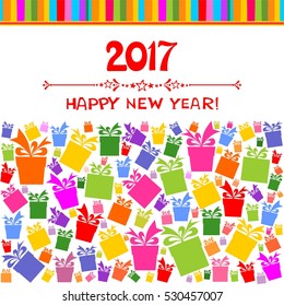 2017 Happy New Year greeting card or background. Vector illustration