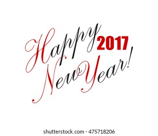 2017 Happy New Year hand lettering card or background. Vector illustration.