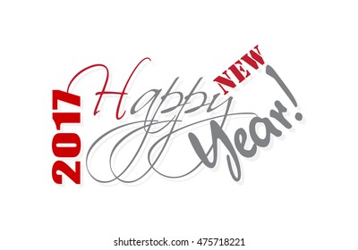 2017 Happy New Year hand lettering card or background. Vector illustration.