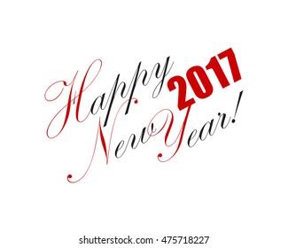 2017 Happy New Year hand lettering card or background. Vector illustration.