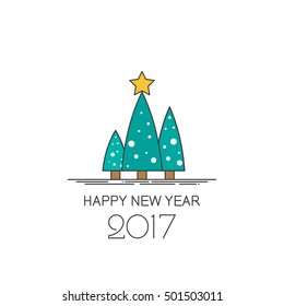 2017 Happy New Year illustration. Christmas Tree