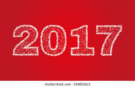 2017 Happy New Year on red background. Stock - Vector illustration