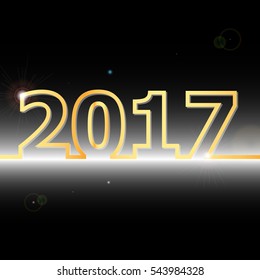 2017 Happy New Year on black background, stock vector