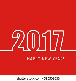 2017 Happy New Year outline greeting card or background. Typographic vector illustration.