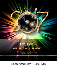 2017 Happy New Year Party Background for your Flyers and Greetings Card. Ideal for 30st dicember discoteque nighclub events!