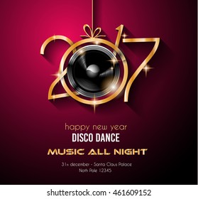 2017 Happy New Year Party Background for your Flyers and Greetings Card. Ideal for 30st dicember discoteque nighclub events!