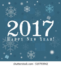 2017, Happy New Year. Postcard. Vector illustration.
