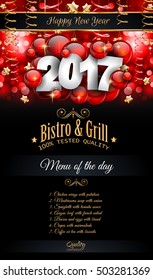 2017 Feliz Ano Novo Restaurante Menu Template Fundo para evento de jantar sazonal, festas Flyer, Convites para o evento de almoço, cartões de Natal e assim por diante.