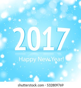 2017 Happy New Year Sign with Light Blue Background