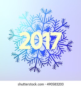 2017, Happy New Year, snowflake, abstract winter background, holyday design template, vector illustration