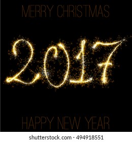2017 Happy New Year  sparkling figures vector  background.