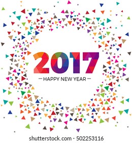 2017 Happy New Year text colorful scatter effect graphics design 