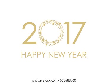 2017 Happy New Year text for card for your design. Vector illustration.