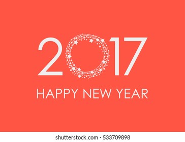 2017 Happy New Year text for card for your design. Vector illustration.