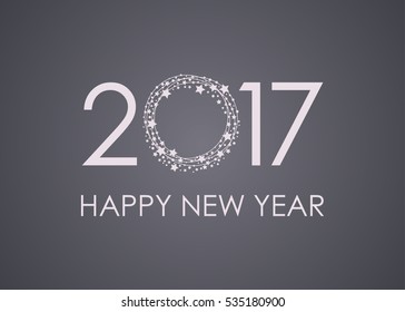 2017 Happy New Year text for card for your design. Vector illustration.