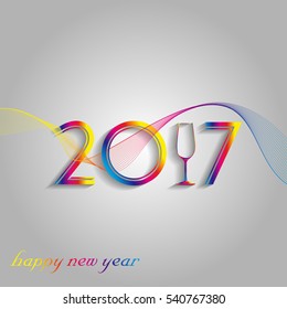 2017 Happy New Year text colorful graphics design