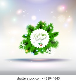2017 Happy New Year Tree greeting card or background.
Vector illustration
