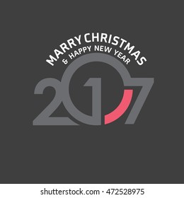 2017 Happy New year typography. Seasons greetings. merry christmas and happy new year Pink and Gray typography background. Chinese New Year vector illustration