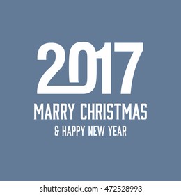2017 Happy New year typography. Seasons greetings. merry christmas and happy new year Blue background. vector illustration