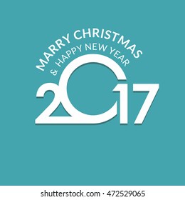 2017 Happy New year typography. Seasons greetings. merry christmas and happy new year turquoise background. Chinese New Year vector illustration