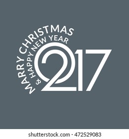 2017 Happy New year typography. Seasons greetings. merry christmas and happy new year Gray background. vector illustration