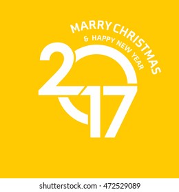 2017 Happy New year typography. Seasons greetings. merry christmas and happy new year Yellow background. vector illustration