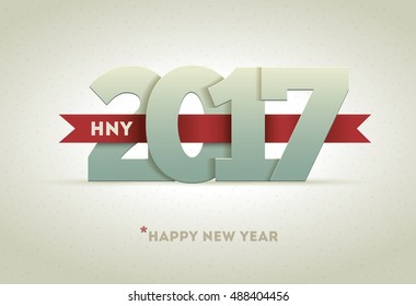 2017 Happy New Year. Vector greeting card design element.