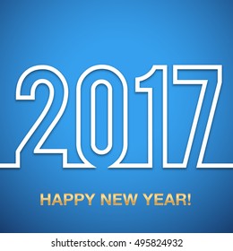2017 Happy new year vector background. Xmas holiday design. Flat paper greeting annual report. Bright decorations