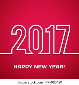 2017 Happy new year vector background. Xmas holiday design. Flat paper greeting annual report. Bright decorations