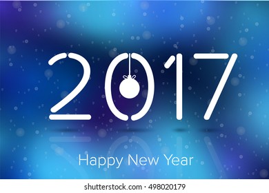 2017 Happy New Year vector blue background