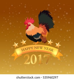  2017 Happy new year, vector , chicken and snow