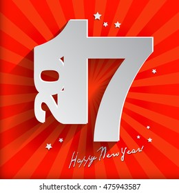 2017 Happy New Year White Paper Origami card or background.
Vector illustration.

