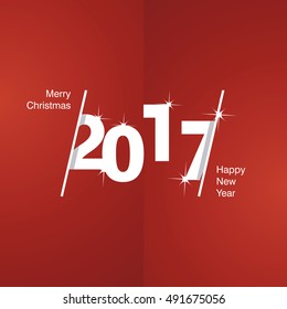 2017 Happy New Year white red cover calendar background