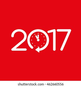 2017 icon. Date New Year with clock. Vector illustration eps10.
