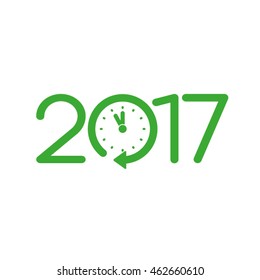 2017 icon. Date New Year with clock. Vector illustration eps10.