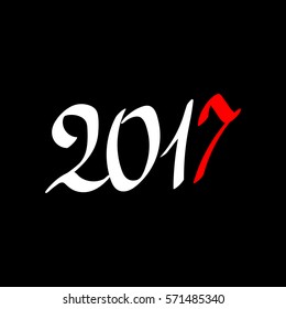2017, isolated calligraphy number, banner design template, vector illustration