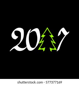  2017, isolated calligraphy symbol, banner design template, vector illustration
