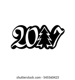 2017, isolated sticker, design template, vector illustration
