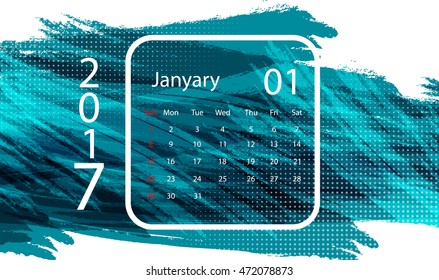 2017  January vector calendar design. Elements for your work. Eps10