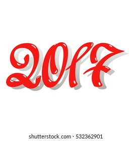 2017 lettering on a white background with shadow. vector illustration.