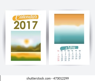 2017 may year frame landscape picture photo calendar planner month day icon. Colorful and Flat design. Vector illustration