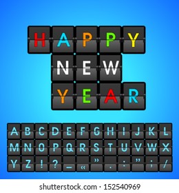 2017. Mechanical panel letters vector set. Happy New Year. Graphic Design Editable For Your Design. Holiday postcard. Modern graphic banner and poster template easy editable for Your deign.