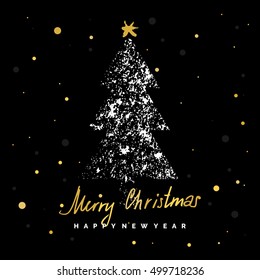 2017. Merry Christmas and Happy New Year, poster with the tree. Vector illustration