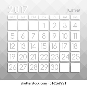 2017 Modern Calendar Template : Vector Illustration