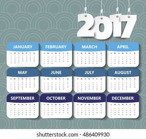2017 Modern calendar template .Vector/illustration.