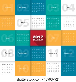 2017 Modern calendar template .Vector/illustration.