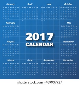 2017 Modern calendar template .Vector/illustration.