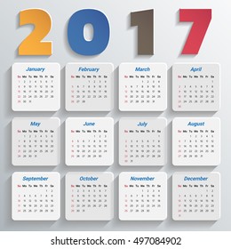 2017 Modern calendar template .Vector/illustration.