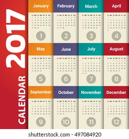 2017 Modern calendar template .Vector/illustration.